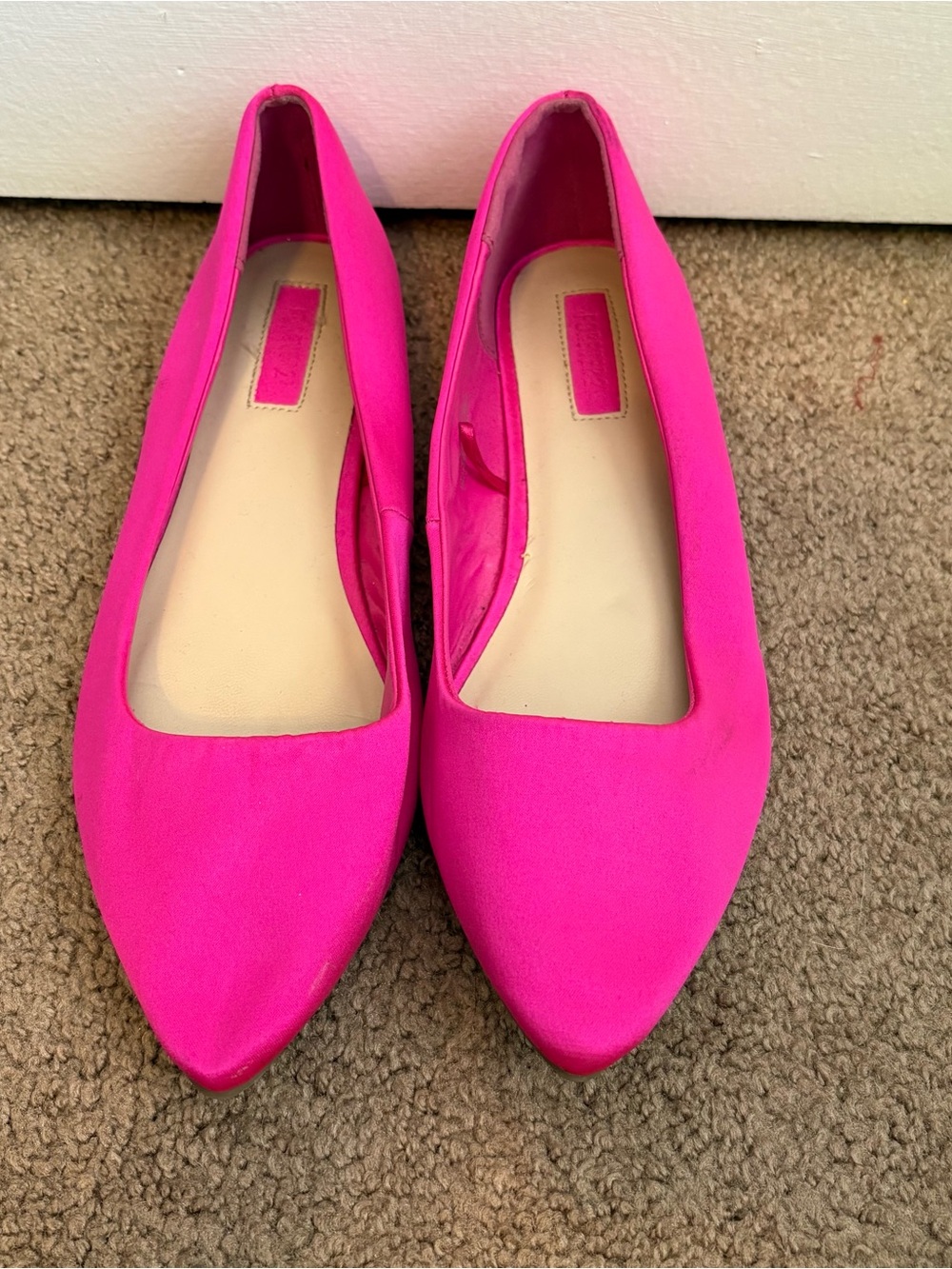Women's Hot Pink Pointed-Toe Ballet Flats